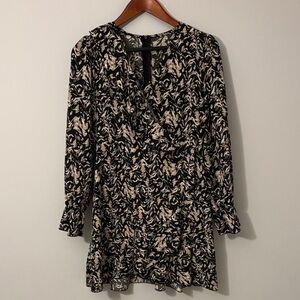Source Unknown Elegant Black and Cream Floral Dress